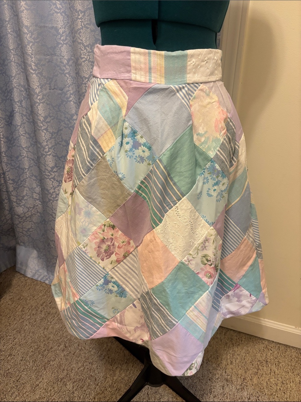 Pastel Patchwork Circle Skirt - Multi Pastel